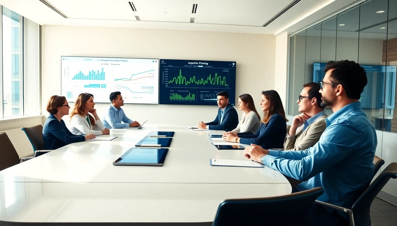 Engaged professionals strategize Acquisition Planning during a bright business meeting.