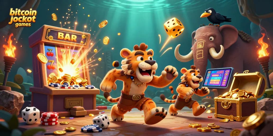 Experience thrilling bitcoin jackpot games with exciting adventures in a prehistoric casino setting.