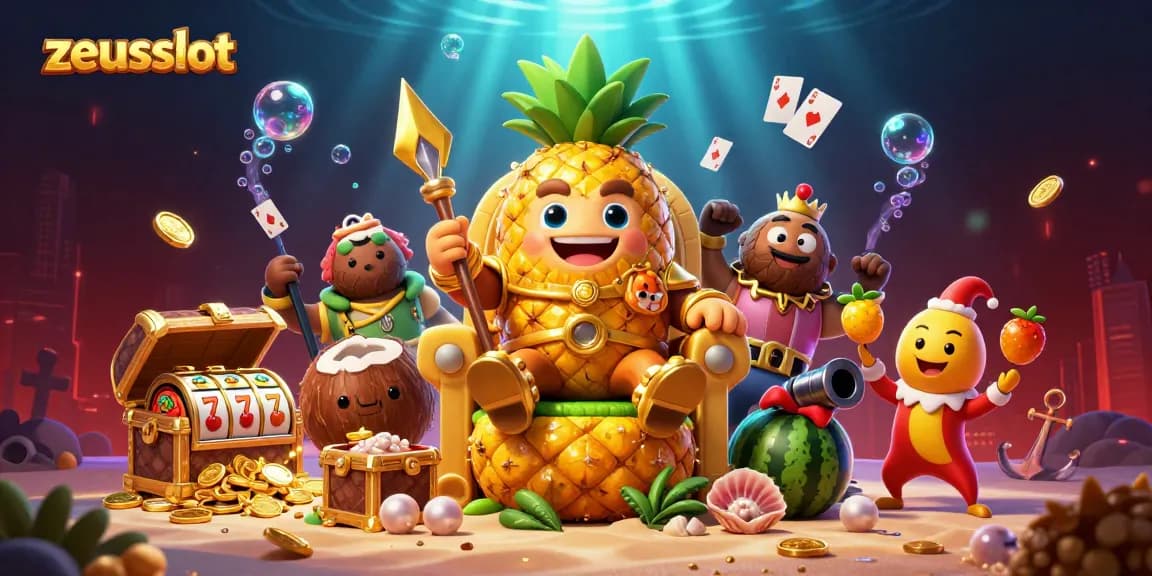 Engage with zeusslot as the golden king rules a packed casino scene with vibrant slots and treasures.