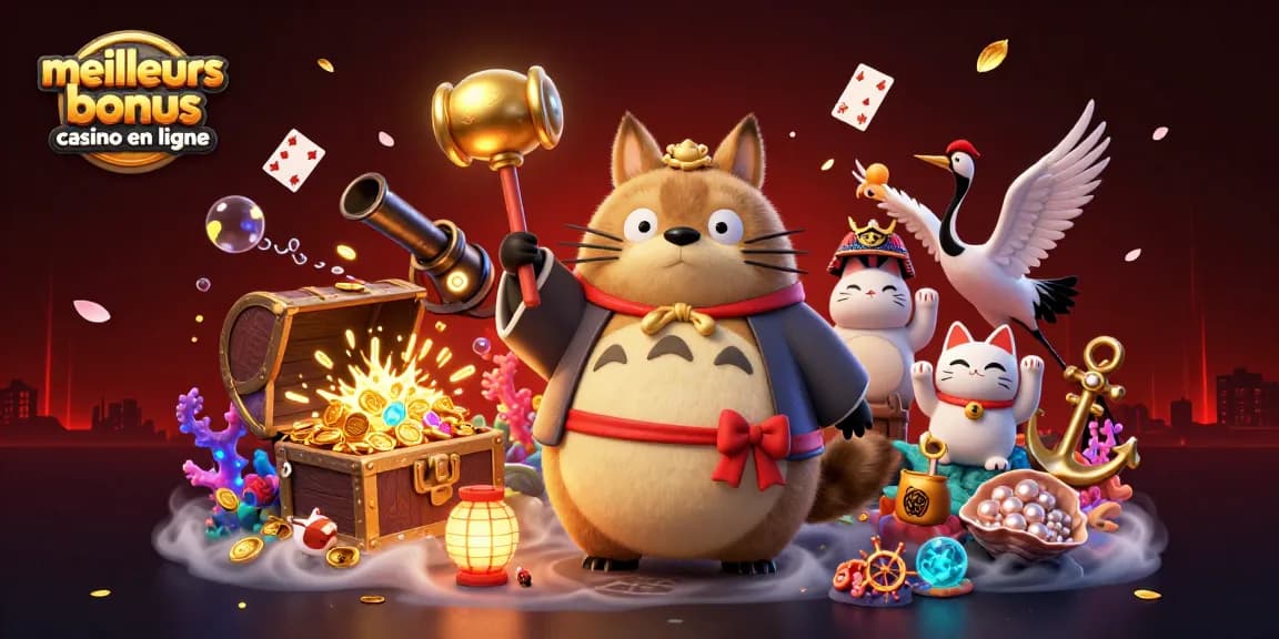 Explorez les meilleurs bonus casino en ligne avec des personnages colorés et des éléments de jeu dynamiques.