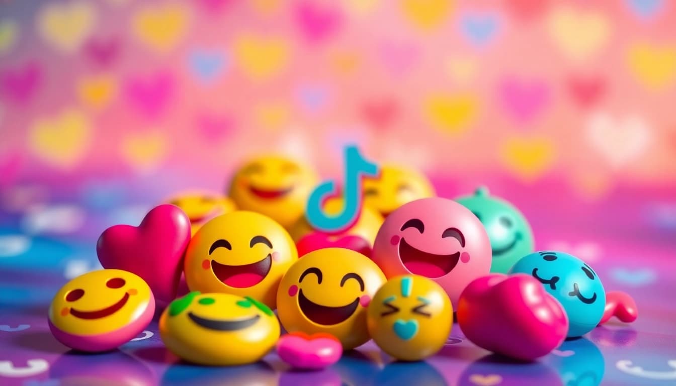 TikTok emojis creatively displayed in a vibrant layout highlighting their playful nature.