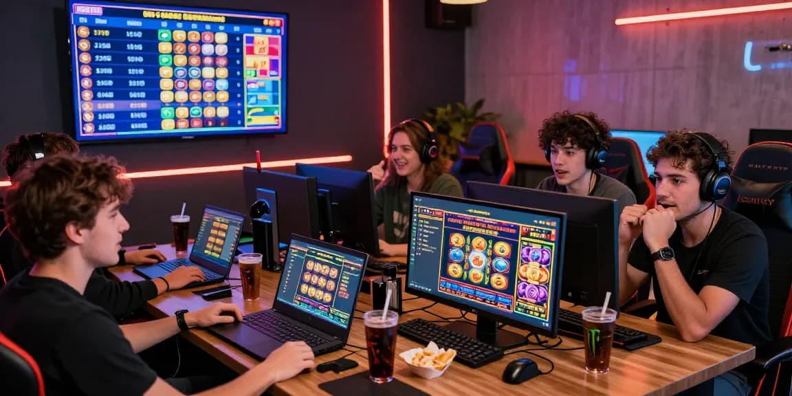 Exciting gaming scene highlighting players immersed in slot depo 5000 online slots.