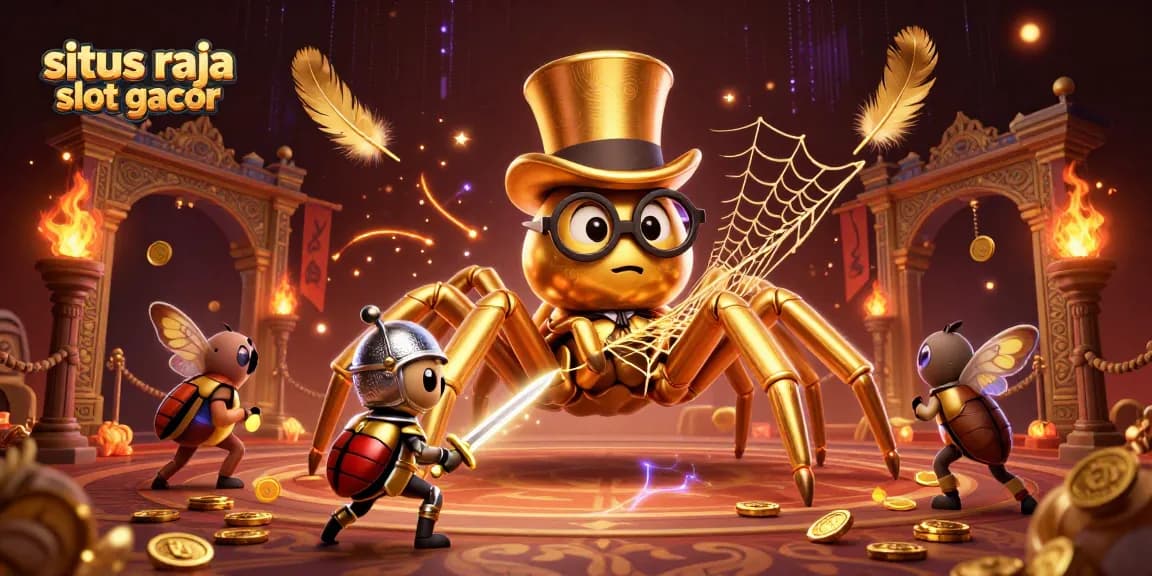 Memenangkan jackpot di situs raja slot gacor dengan simbol keberuntungan dan suasana ceria.