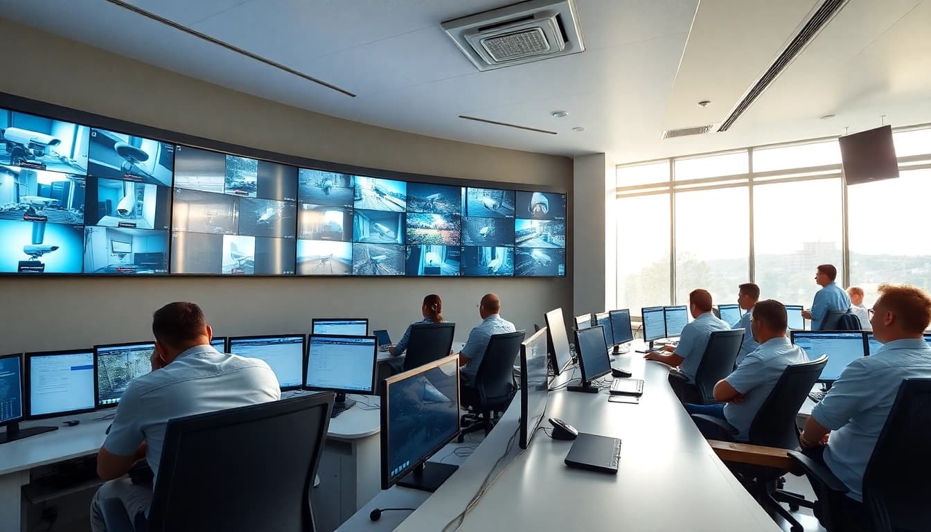 Sala de control de una empresa de seguridad con cámaras de vigilancia en Guanacaste
