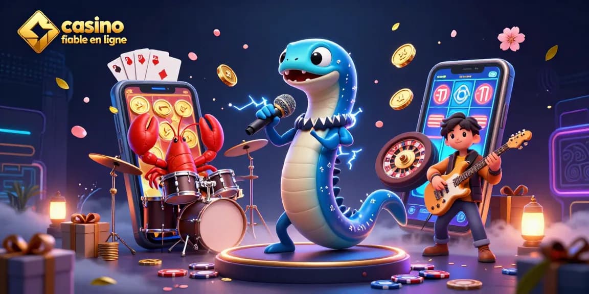 Visitez le casino fiable en ligne avec des machines à sous colorées et des personnages amusants.