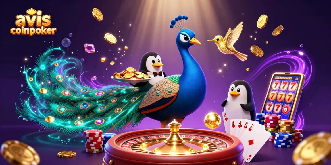 Découvrez les avis sur CoinPoker avec cette illustration animée réunissant les jeux de casino.