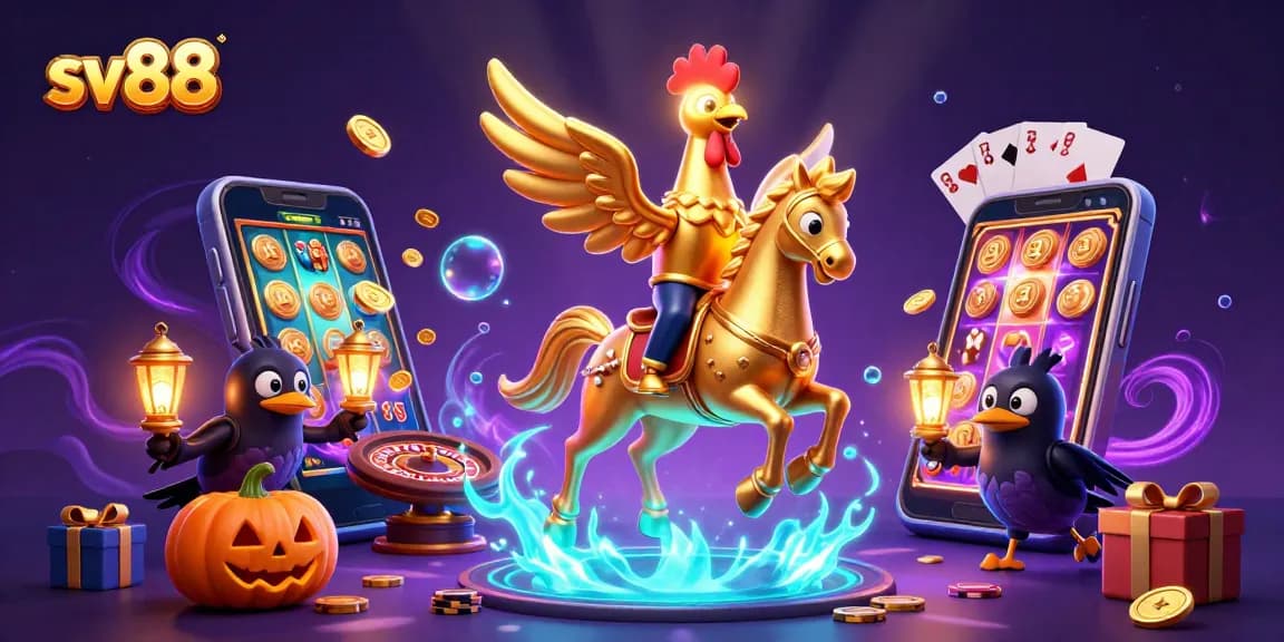 Engage in thrilling gaming at sv88 with vibrant casino elements and adventurous characters.