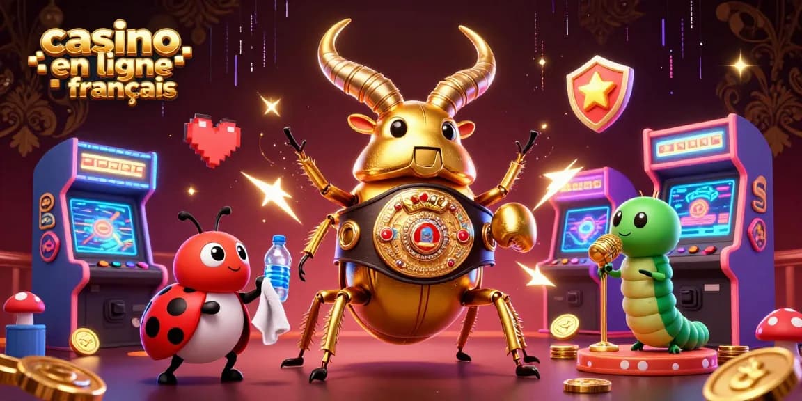 Promouvoir le casino en ligne français à travers une illustration 3D captivante avec des personnages amusants de jeux vidéo.