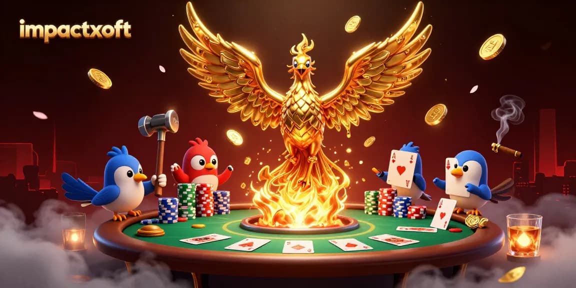 impactxoft offers an exciting poker scene featuring molten gold phoenix and dynamic game elements