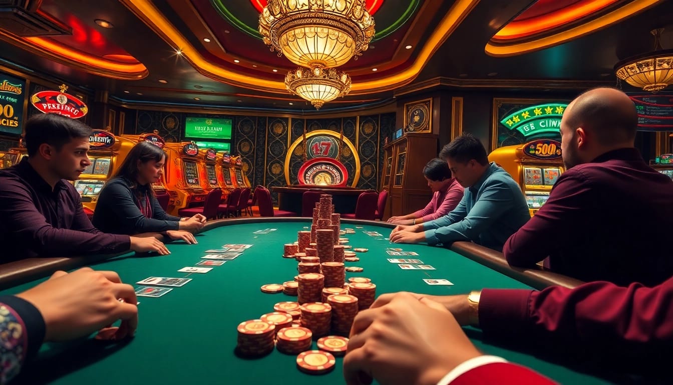 Experience thrilling gameplay at sunwin88.art with focused players at a high-stakes poker table.