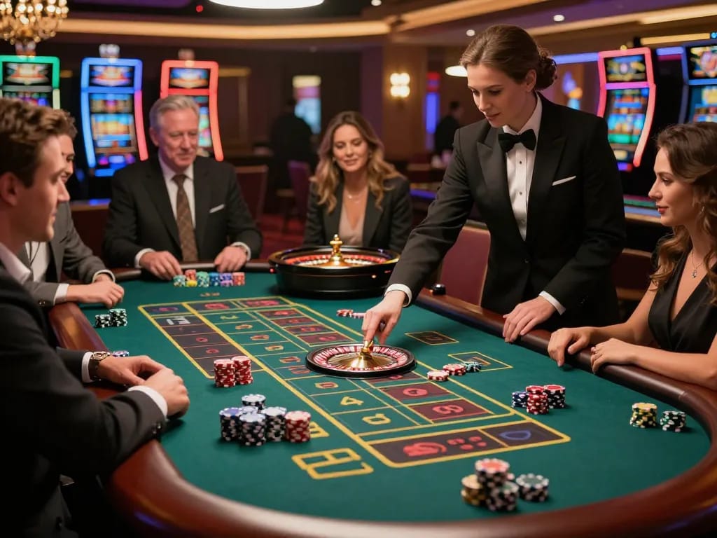 Play at the thrilling roulette table in a luxurious setting at 789win com casino.