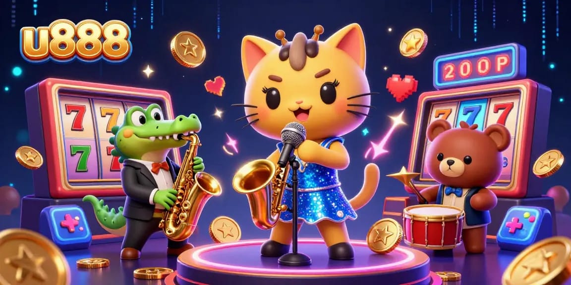 Experience thrilling gameplay at u888 with animated characters and bright casino elements captivating players.