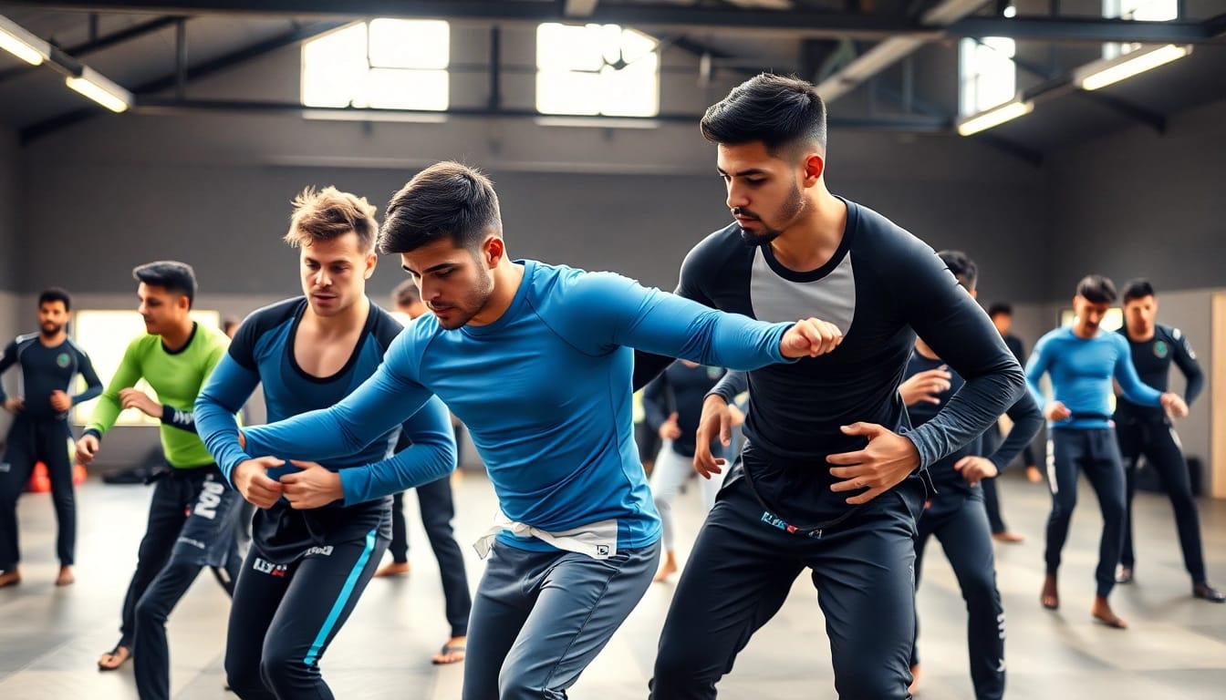 What makes a good BJJ Rash Guard highlighted by practitioners training in vibrant rash guards.