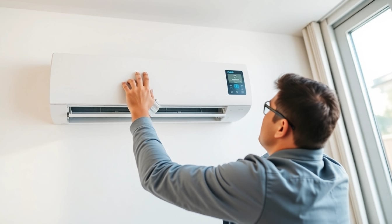 Installing a daikin mini split ac unit in a modern living space to emphasize efficiency and comfort.
