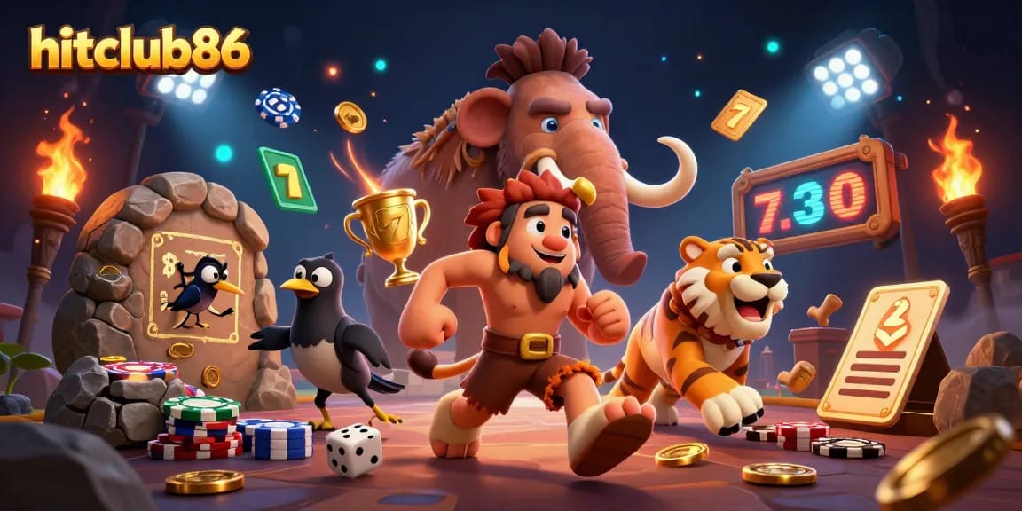 Experience the thrill at hitclub86's prehistoric casino with unique characters and vibrant slot games.