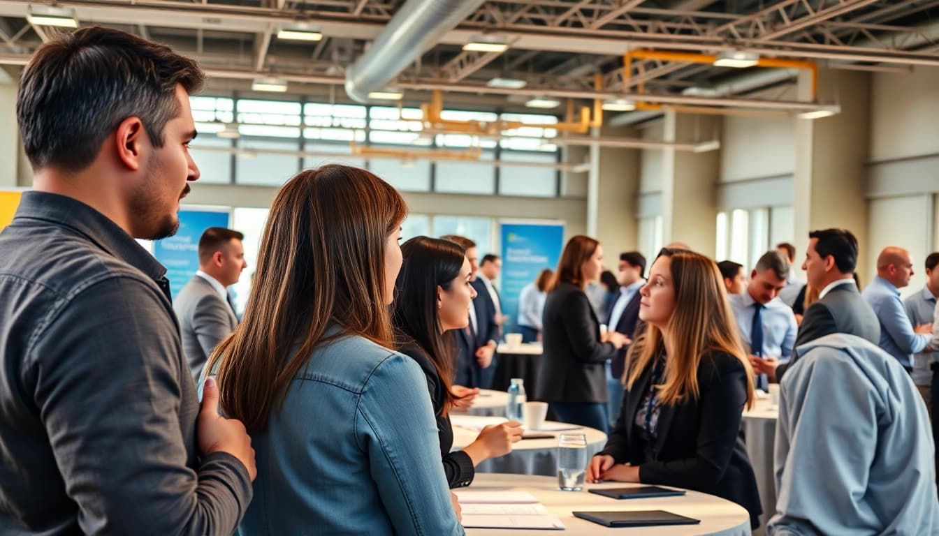 Engage at Construction networking events with professionals in vibrant discussions.