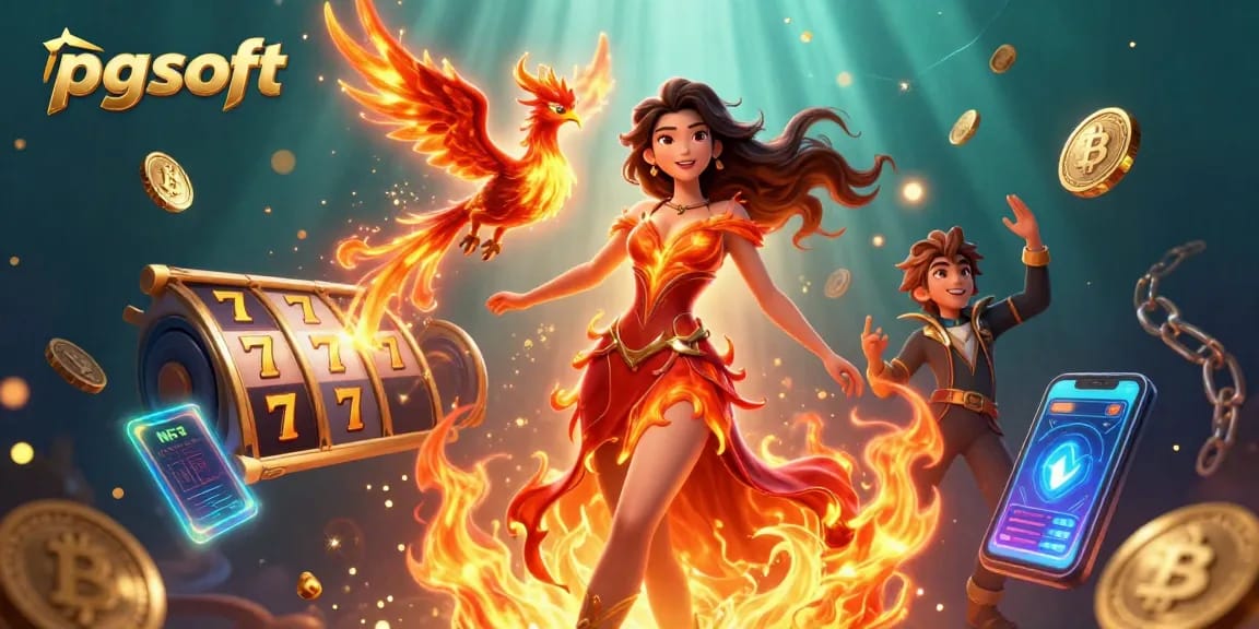 Engage with pg soft slot games in a vibrant 3D casino scene featuring Asian elements and digital themes.