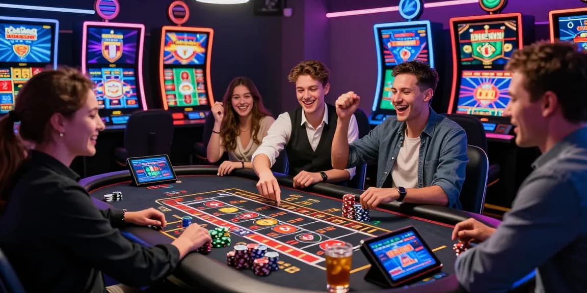 Discover the excitement of non UK casinos at https://dsam.org.uk with a diverse group celebrating wins at a digital roulette table.