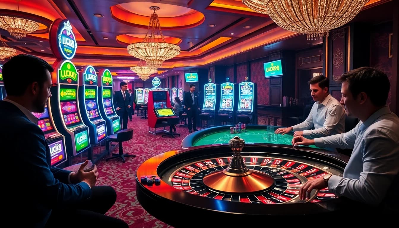 Trải nghiệm chơi game đắm chìm tại LUCK8 với những máy đánh bạc đầy hồi hộp và bàn poker.