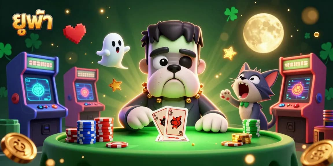 Engage with the game as ยูฟ่า symbols illuminate a vibrant 3D casino illustration.