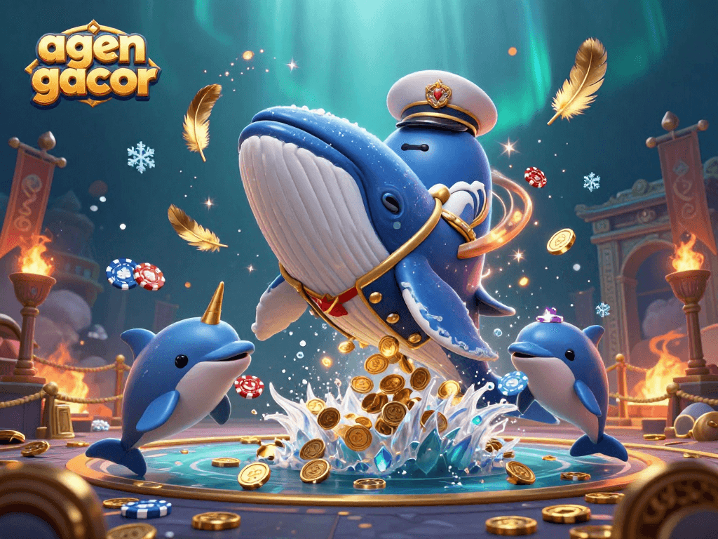 Playing with lucky agen gacor symbols in a vibrant underwater casino scene.