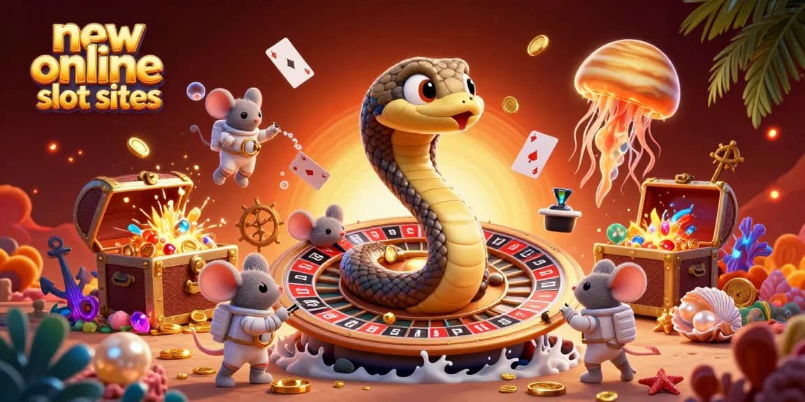 Cheerful mice betting on new online slot sites in a vibrant 3D casino scene.