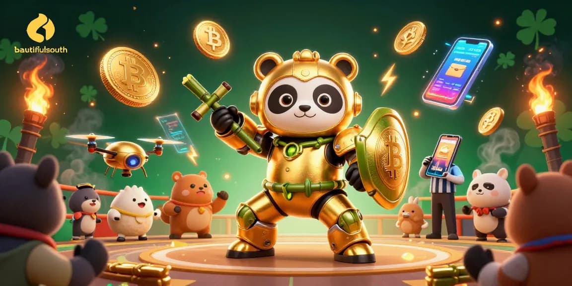 beautifulsouth showcases exciting gaming with a mech-suit panda in a neon-lit casino arena