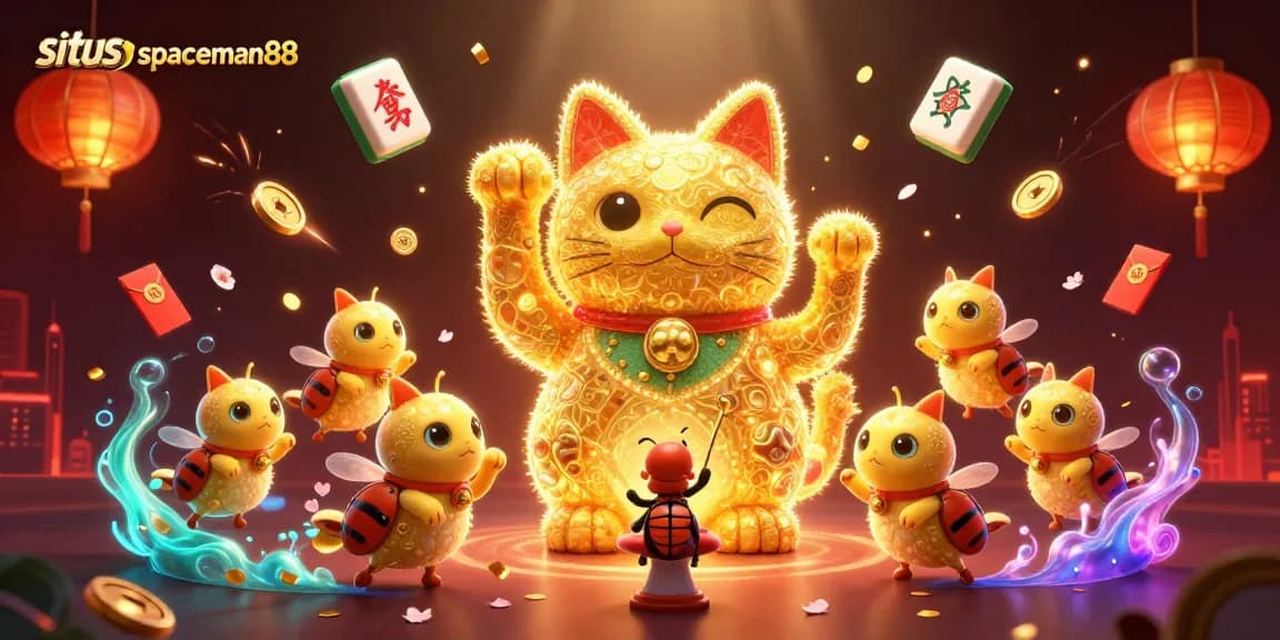 Engage with situs spaceman88 as a lucky cat guides players through vibrant casino symbols and dynamic rewards.
