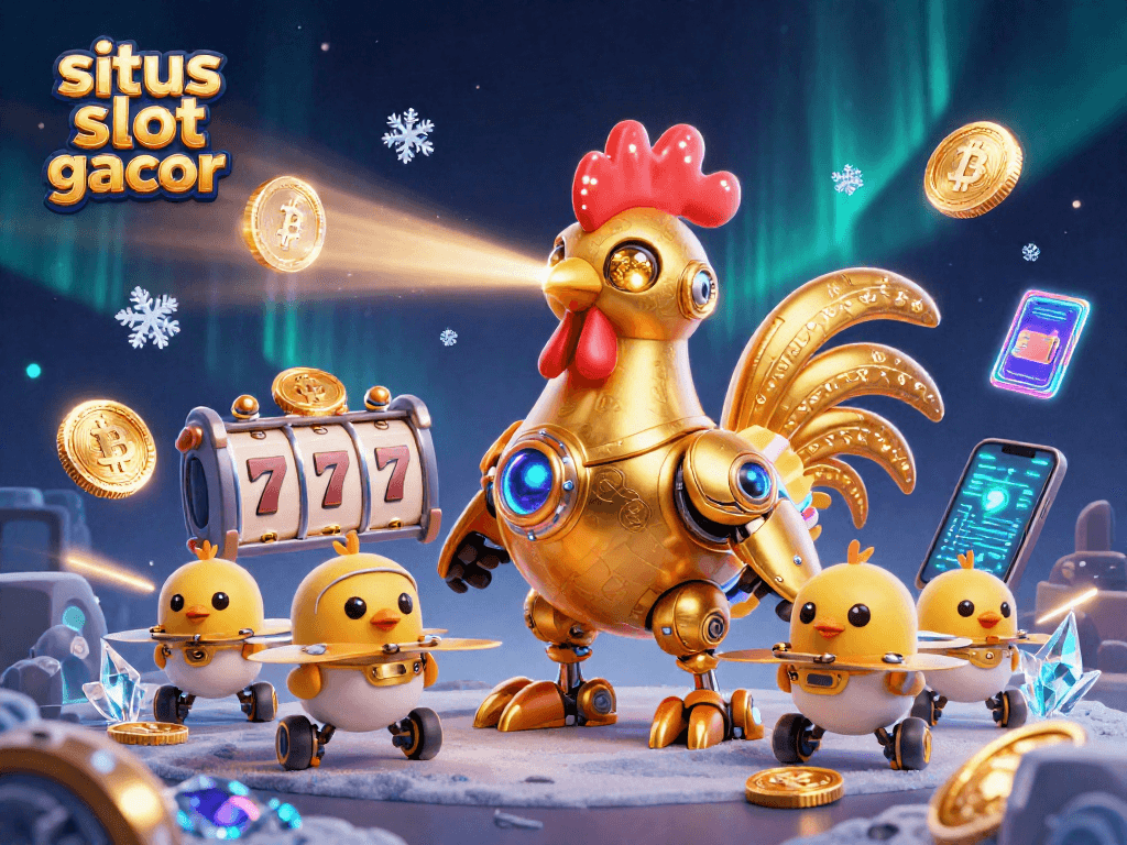 Experience situs slot gacor with a dynamic 3D illustration showcasing vibrant gaming elements and characters.