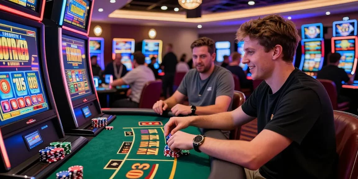 Exciting atmosphere at credit card casinos UK with vibrant gaming experience and players enjoying bonuses
