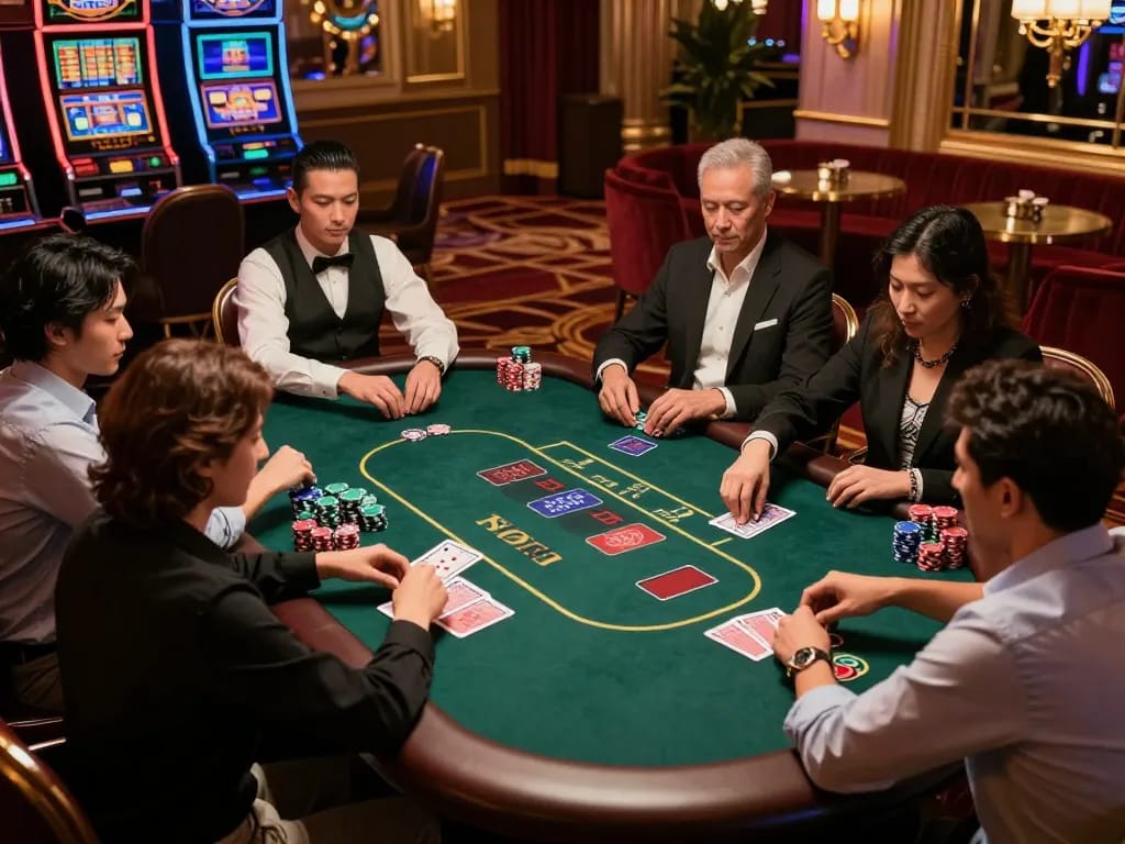Join the excitement at CM88 COM poker table with players engaged in strategic gameplay.