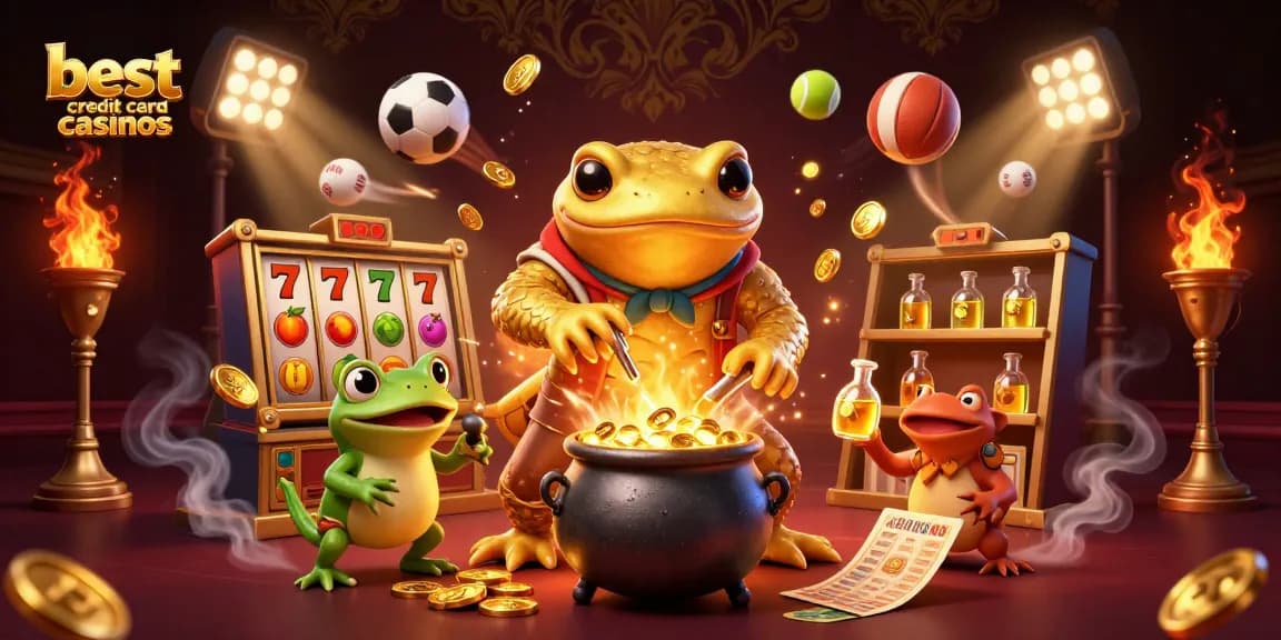 Experience the excitement of the best credit card casinos with golden alchemists and casino elements.