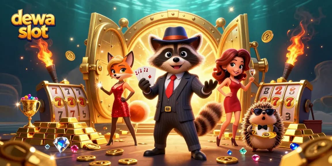 Menangkan jackpot dengan dewa slot, ditampilkan dalam ilustrasi slot kasino yang gemerlap.