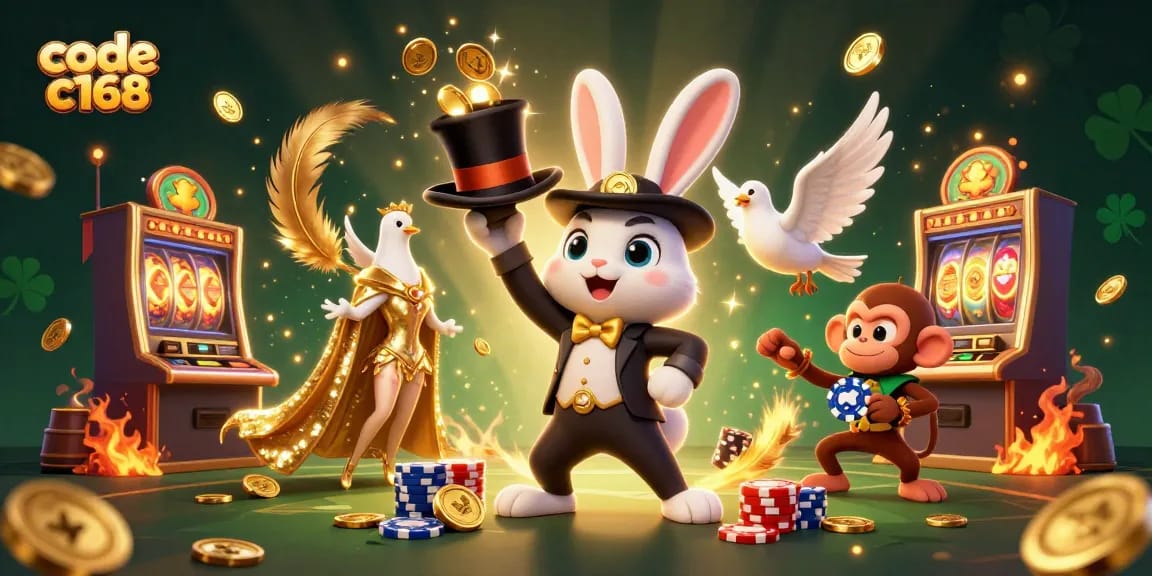 Experience thrilling moments with the magical code c168 casino, featuring shining coins and animated characters.