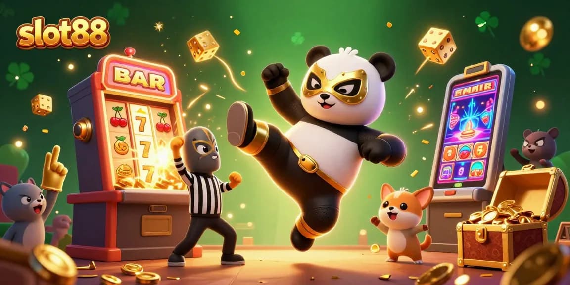 Slot88 menawarkan permainan slot yang mengasyikkan dengan karakter kartun dan mesin slot berkilauan.