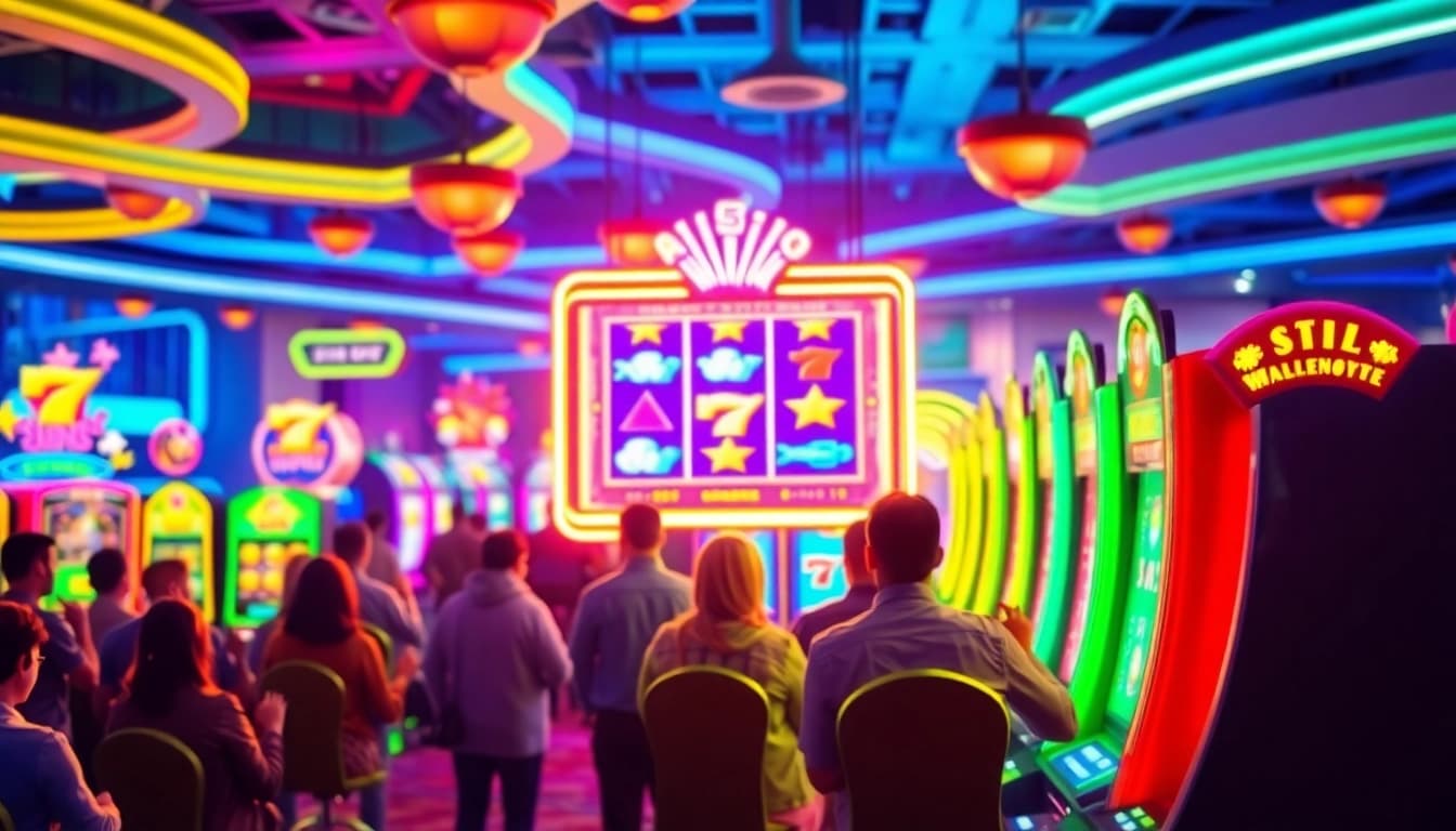 Temukan situs slot depo 5k dengan mesin slot berwarna-warni dan suasana kasino yang hidup