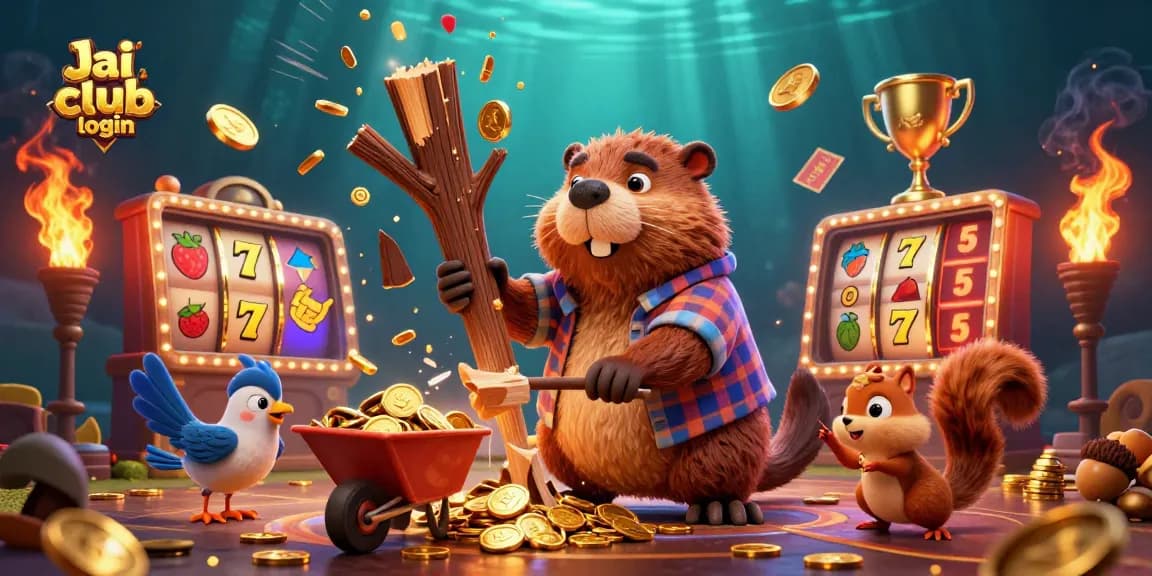 Engage in thrilling gameplay with Jai club login featuring gold coins, slot reels, and dynamic game elements.