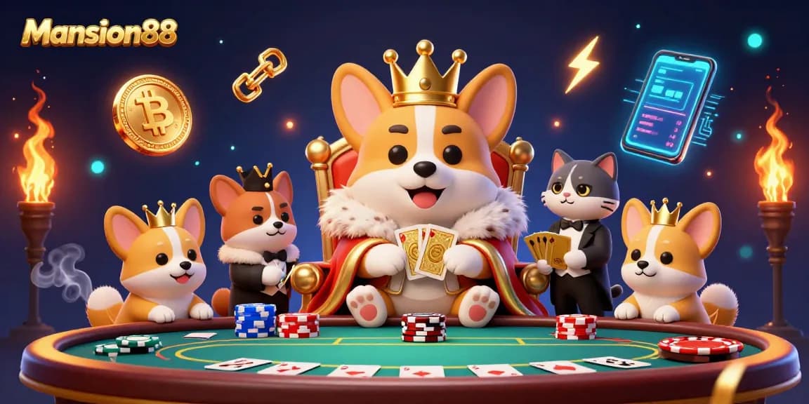 Experience the excitement of Mansion88 with this vibrant 3D casino scene featuring royal characters and engaging game elements.