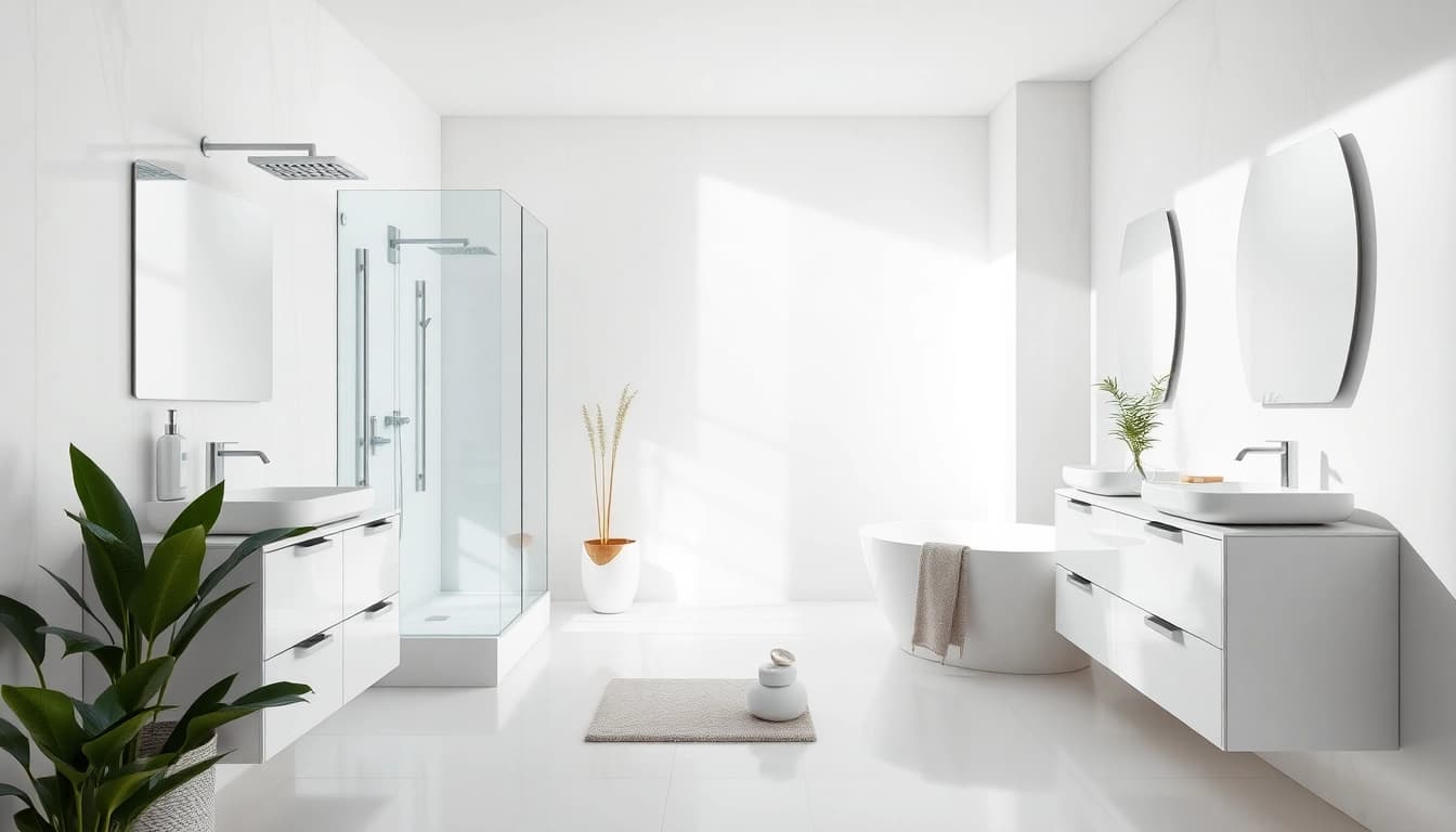 Verwenden Sie sonni sanitär Produkte in einem modernen Badezimmer mit stilvollen Details.