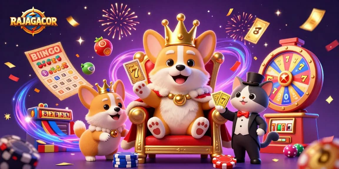 Menghadirkan RAJAGACOR dengan corgi kerajaan dan elemen perjudian yang penuh warna, meraih jackpot secara spektakuler.