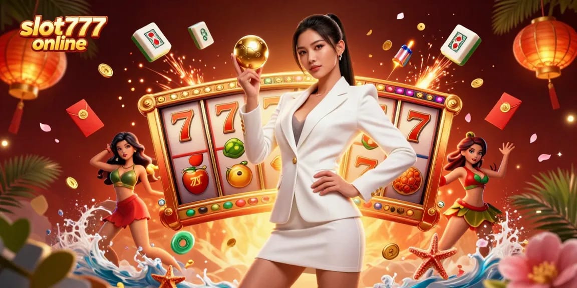 Experience the thrill of slot777 online with vibrant visuals and stunning casino-themed elements.