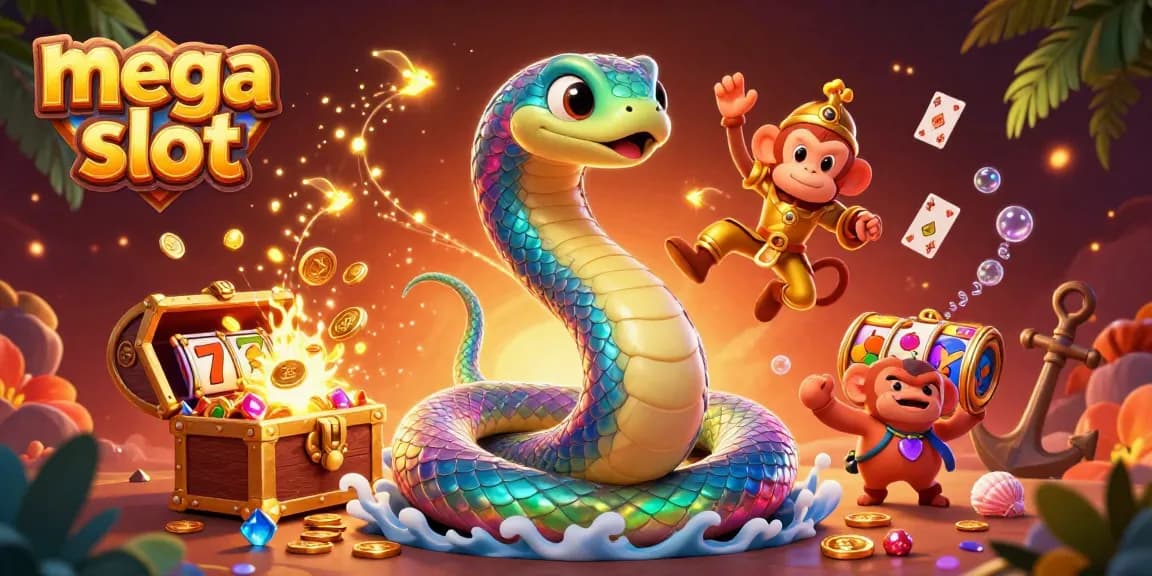 Menangkan jackpot pada mega slot dengan simbol buah berwarna-warni dan peti harta karun yang meledak dengan koin emas.