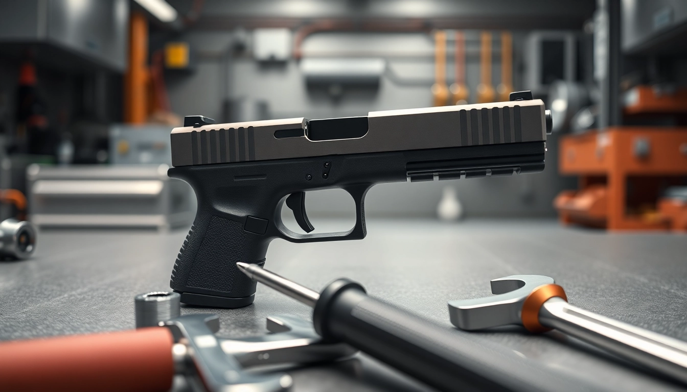 Examine the glock 19 slide oem in a professional workshop setup to appreciate precision work.