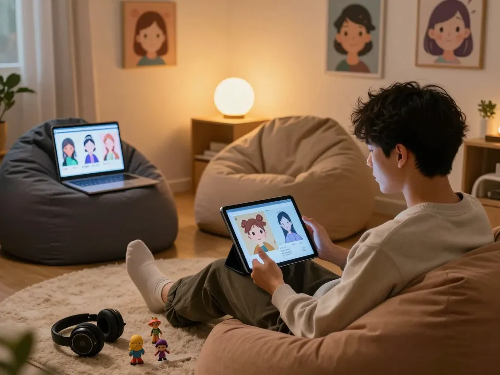 Engaging NSFW AI chat scene showcasing an intimate digital lounge with characters.