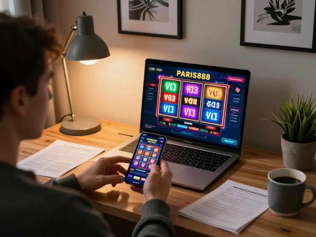 Engage with exciting slots on paris888 through a modern gaming setup.