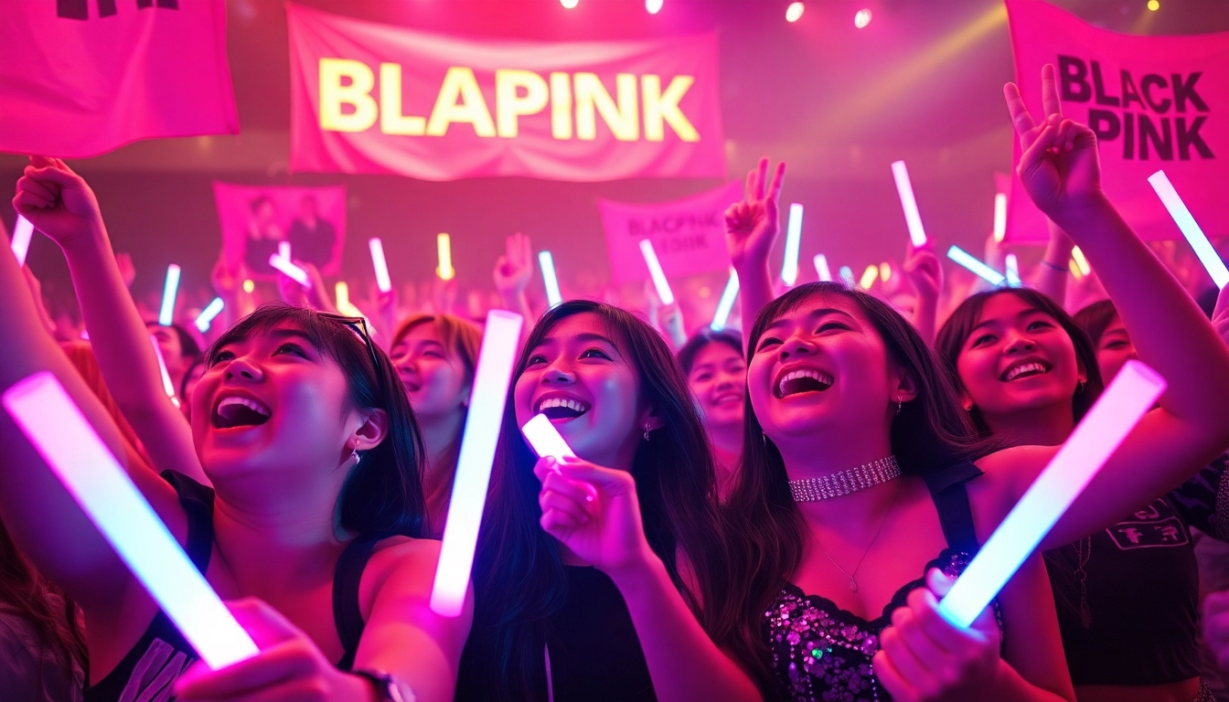 Fans celebrating during a BLACKPINK concert, embodying the latest Blackpink news with enthusiasm.