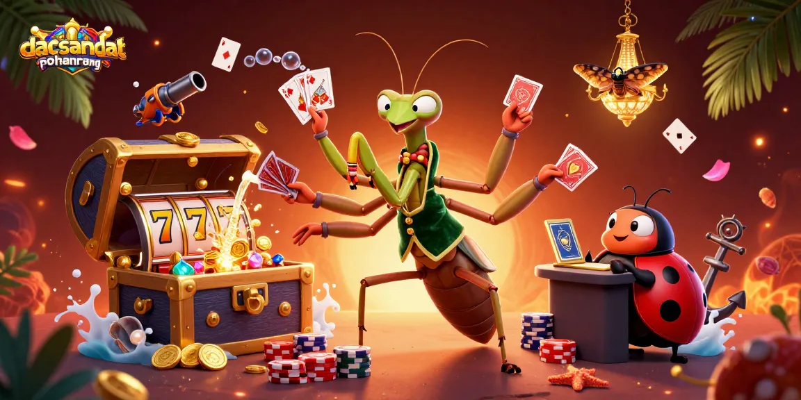 Engage with dacsandatphanrang as the giant mantis card sharp deals cards in vibrant casino scenes.