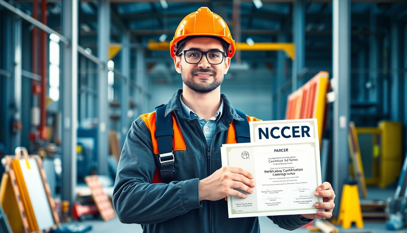 NCCER certification holder demonstrating skills on-site with equipment.