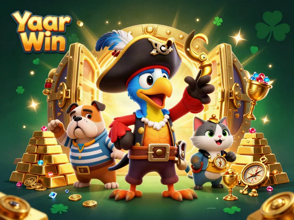 Experience the thrill of Yaar Win with our colorful gaming scene filled with treasure and fun.