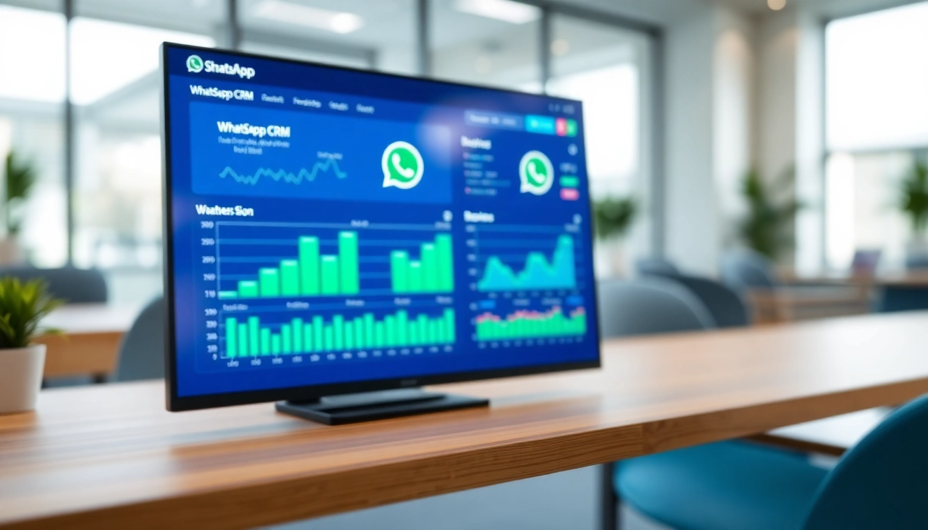 Visualize WhatsApp Smart CRM with vibrant graphs and a sleek business dashboard setup.